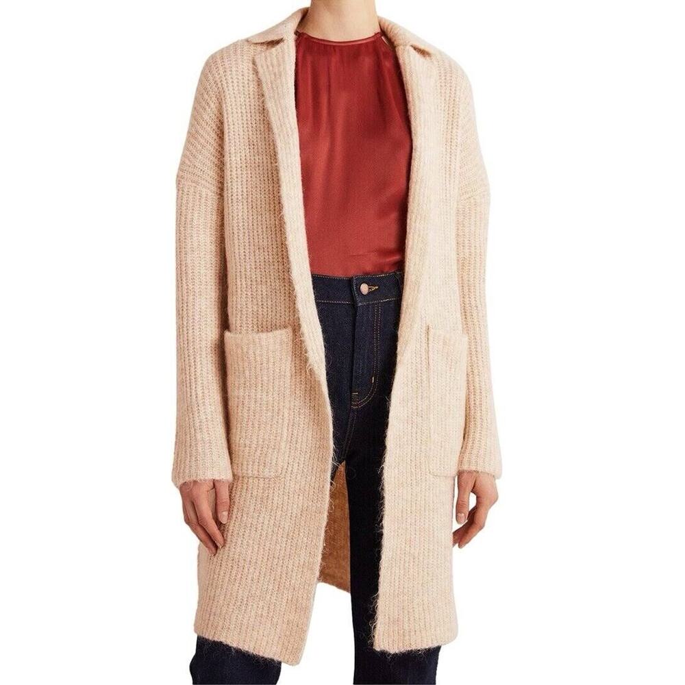 Boden Womens Fluffy Ribbed Wool Mohair Blend Duster Coatigan Size S NWT in Oat